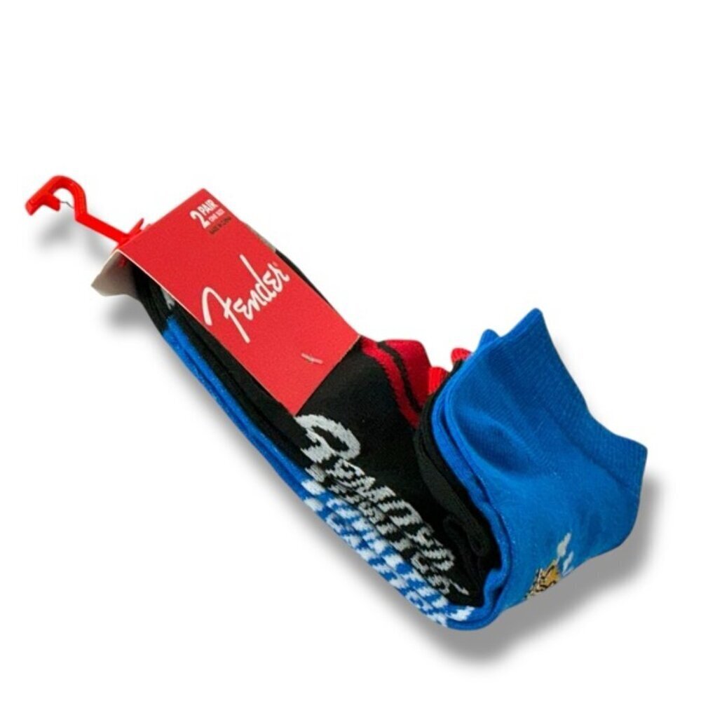 Fender Guitar Casual Socks 2 Pair Set Black Blue Adult Unisex Men 7-12 One Size - Picture 6 of 16